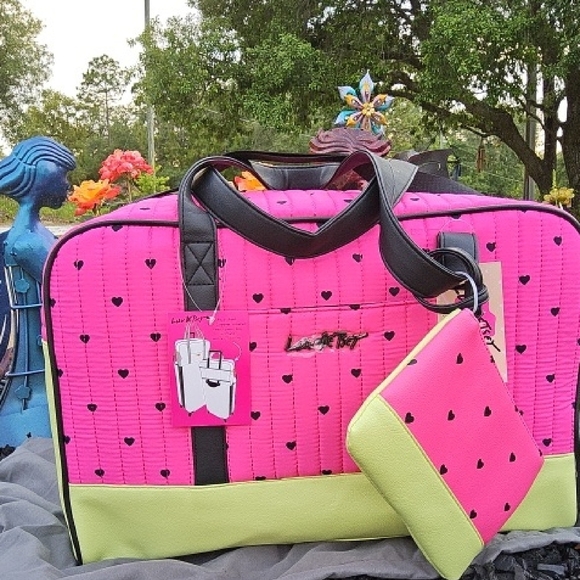 Betsey Johnson Pink and Green Travel Bags with Polka Dots - Picture 5 of 5